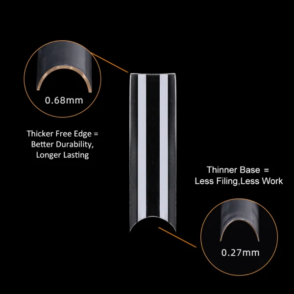Feature of Long Square Nail Tip (Half Cover)