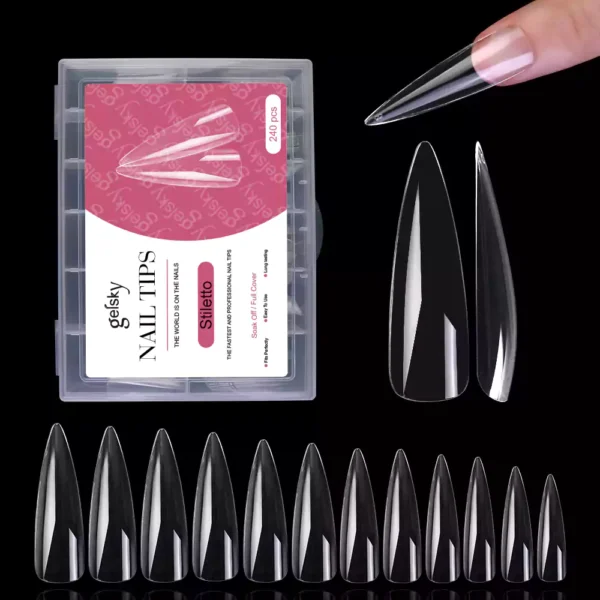 Long Stiletto Nail Tip (Full Cover)