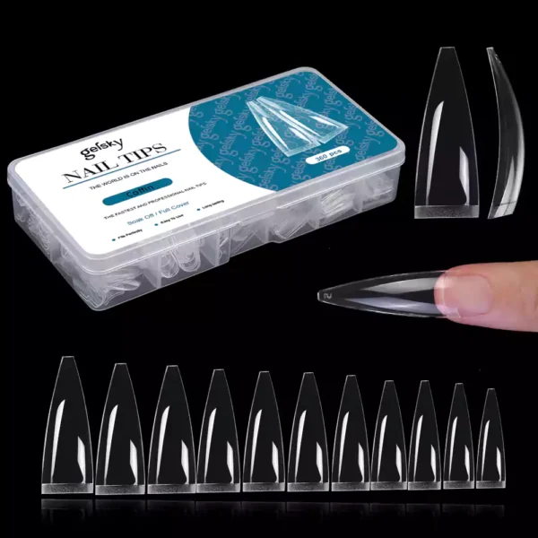 Medium Stiletto Nail Tip (Half Cover)